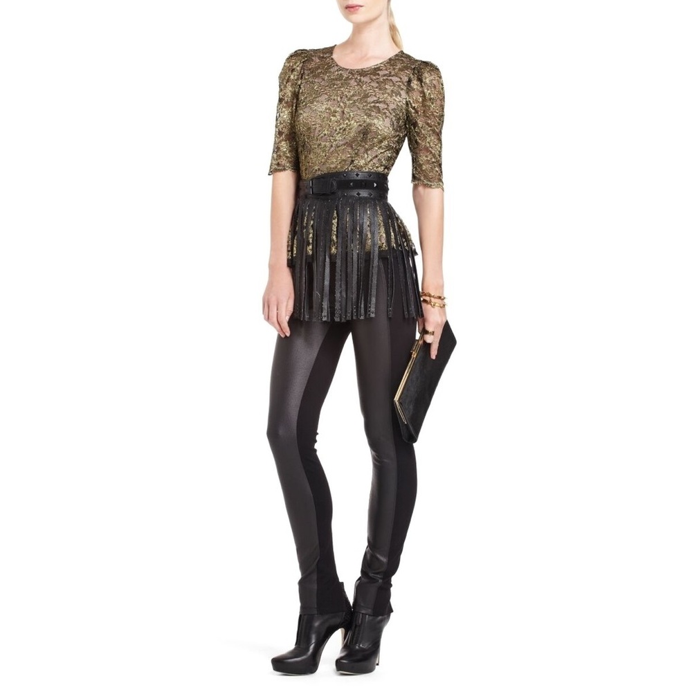 BCBGMAXAZRIA Nimi Black & Gold Lace Top – Size 0